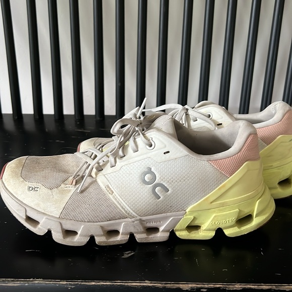 On Cloud Women's Athletic Shoes - White, Pink, Green - Picture 4 of 7